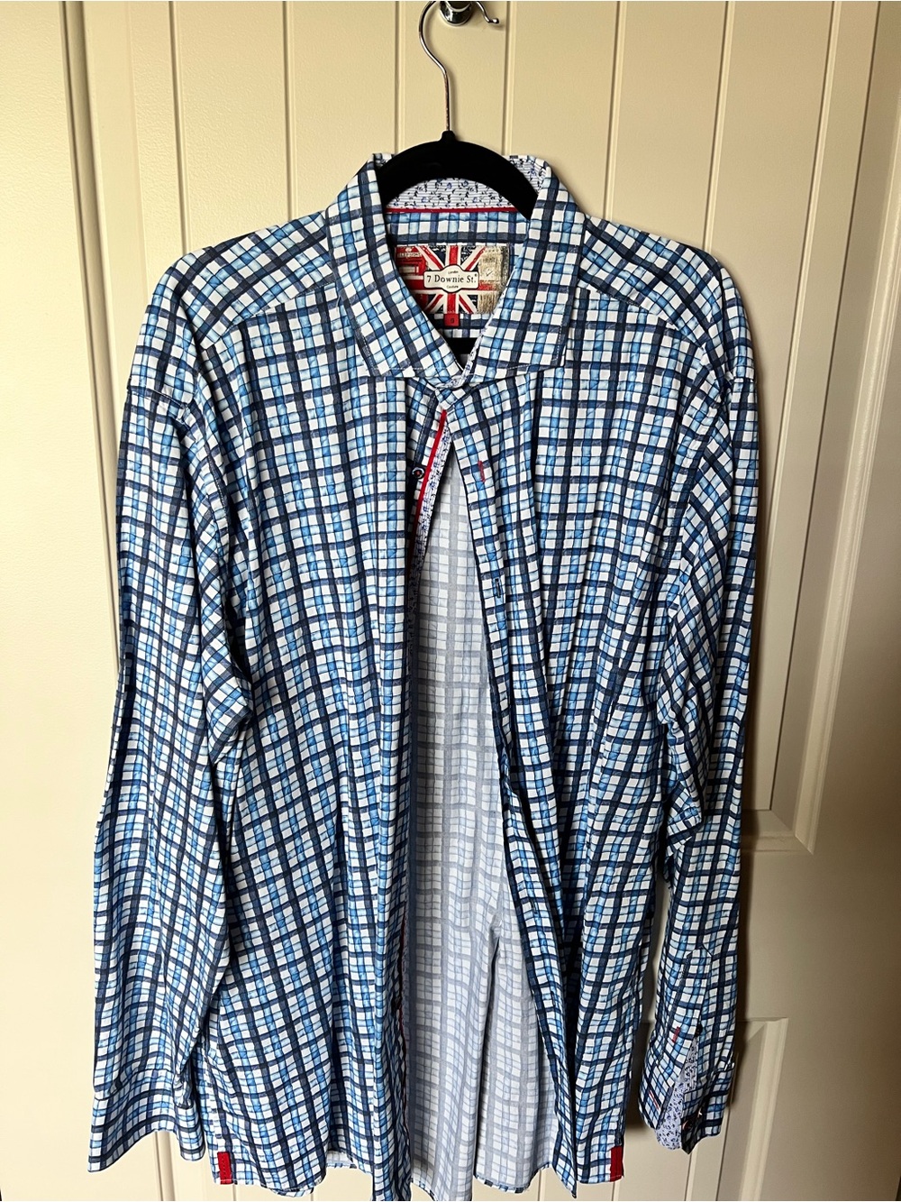 Men’s Blue Plaid Button-Up Shirt
